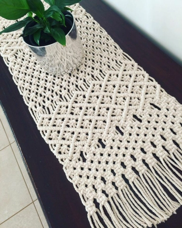 Macrame Table Runner - 14"x35", natural